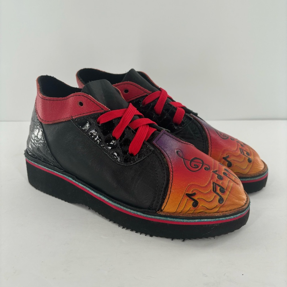 Soletech Music Note Hand Painted Leather Shoes Art To Wear Creative Size 5.5